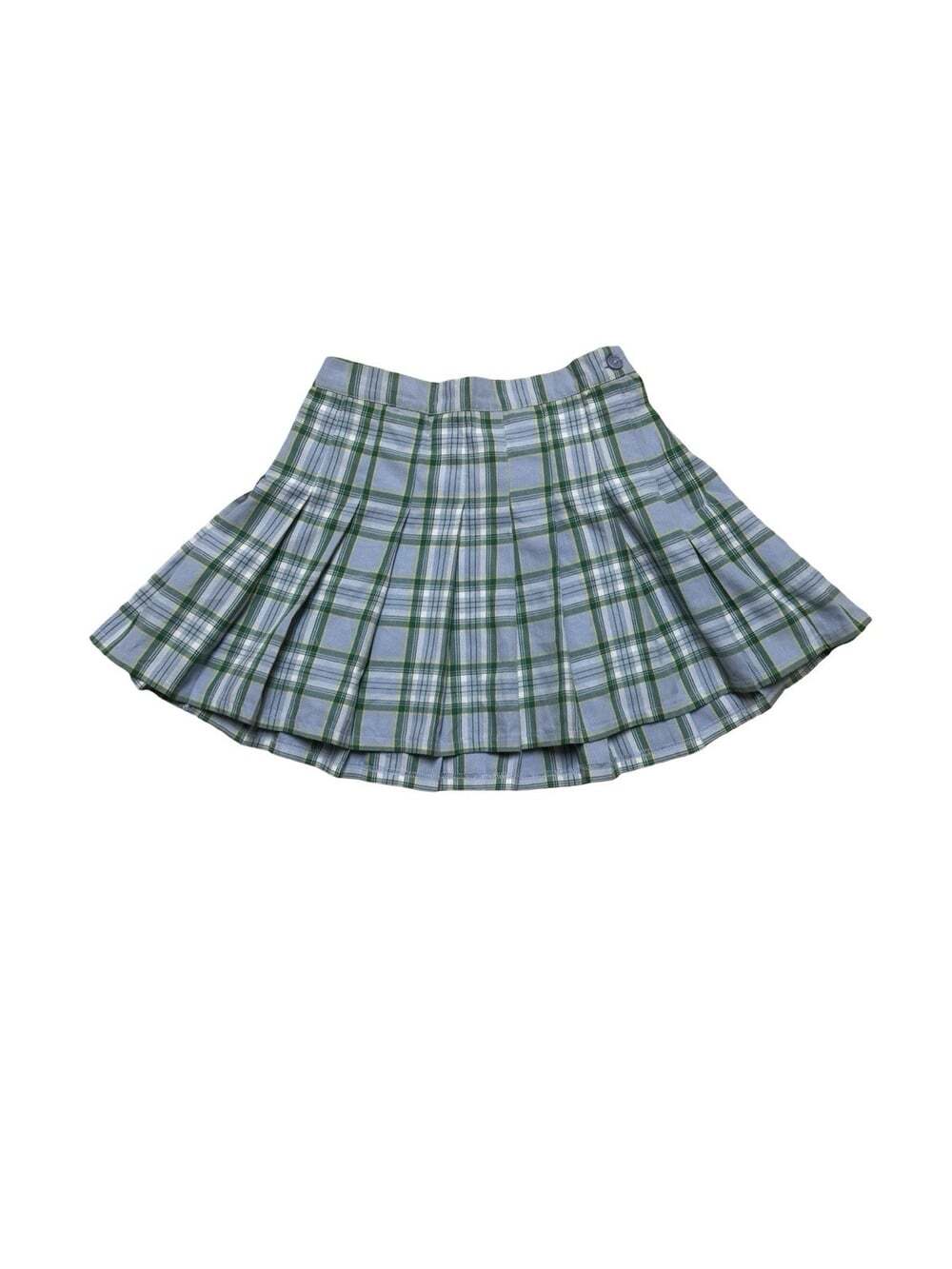 Aprie Plaid Pleated Mini Skirt Zip Twill Blue Green Yellow White Size M